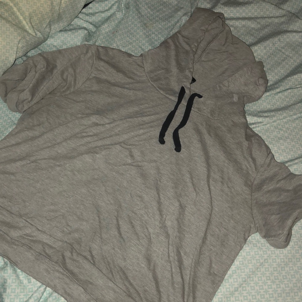 Grey and black crop top hoodie